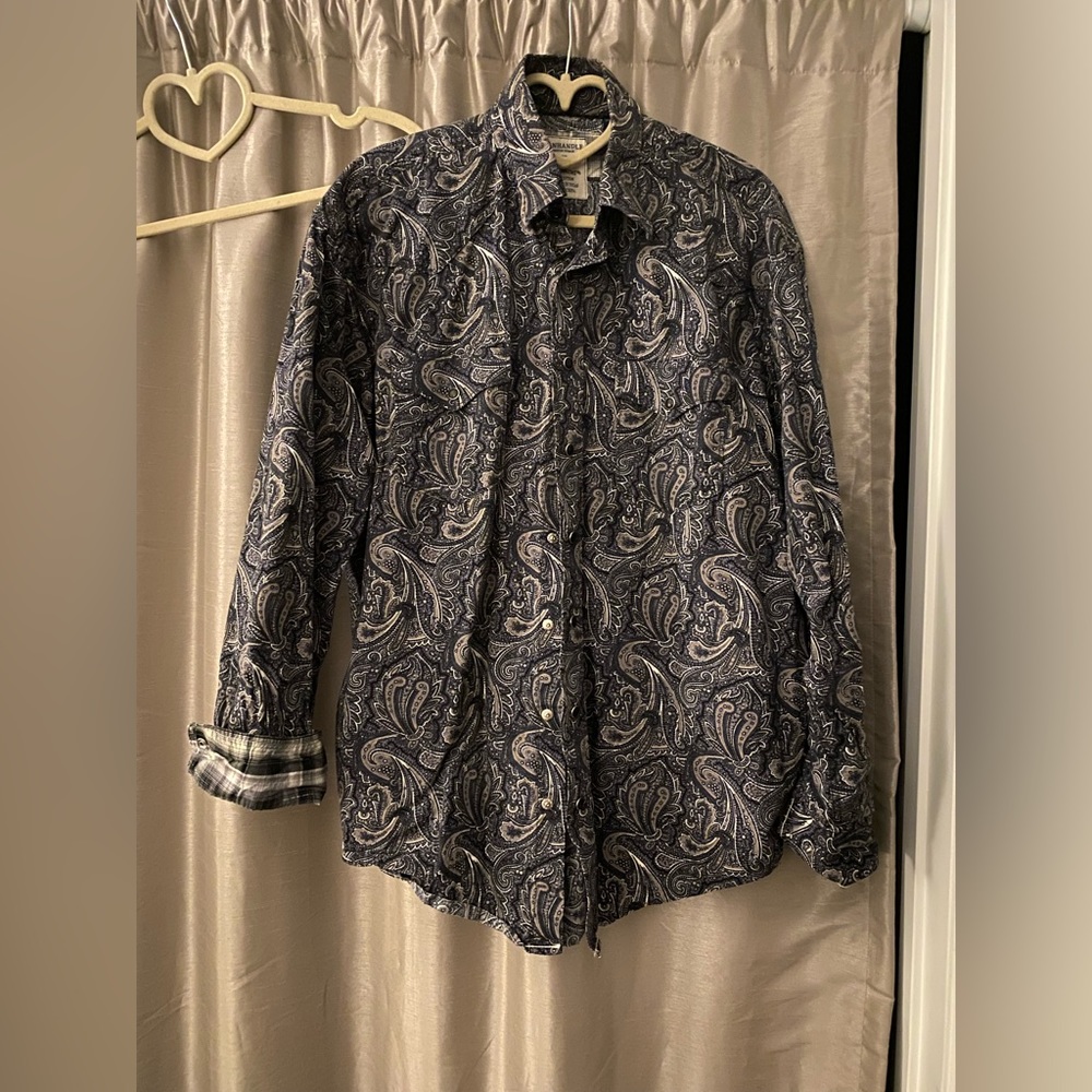 Panhandle Rough Stock M mens paisley long sleeve dress shirt